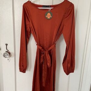 Blush Mark burnt orange silk Dress